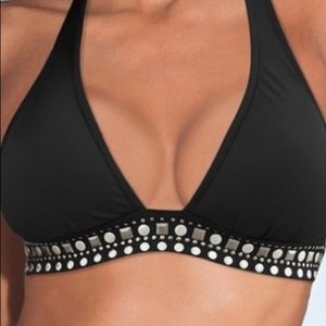 New Black Venus Grommet Studded Bikini Top C TOP SELLS FOR $54 on Venus site